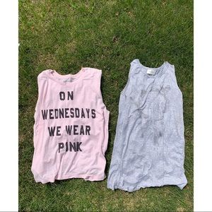 2 shirts with no sleeves